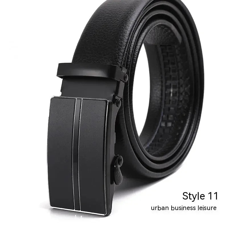 automatic buckle belt | genuine leather belt for men | litchi pattern texture | energy saving