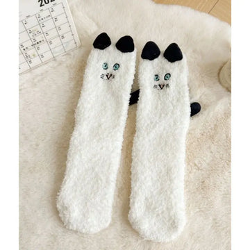 Coral Fleece Socks Women's Mid-calf Three-dimensional Cartoon Room Socks