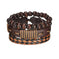 braided leather bracelet for men | vintage charm wood beads | adjustable wrap wristband | energy saving