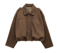 Women's Batwing Sleeve Lapel Suede Texture Effect Pilot Jacket Meifu Market
