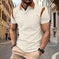 Waffle Jacquard Polo – Men's Asymmetric Textured Casual Shirt