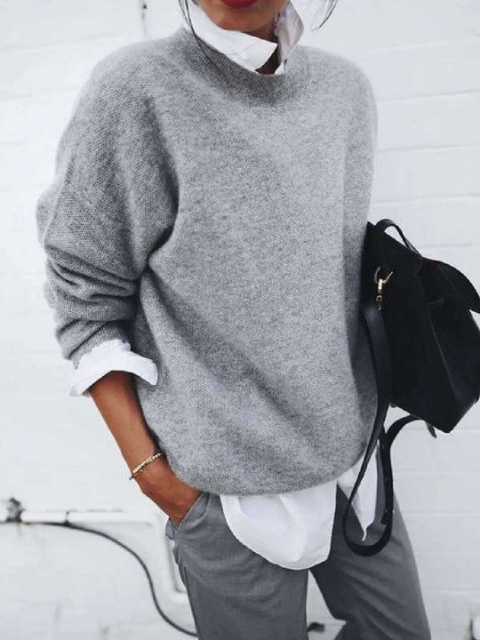 Fashion Long Sleeve Pullover Sweater Fall And Winter Fashion Solid Color Knitted Tops For Women Clothing Meifu Market
