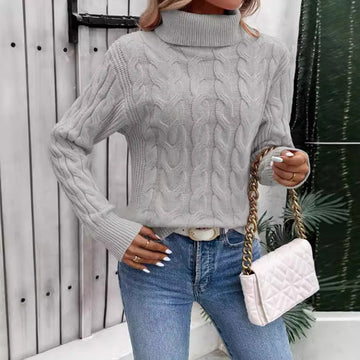Women's Cable-knit Turtleneck Sweater Meifu Market