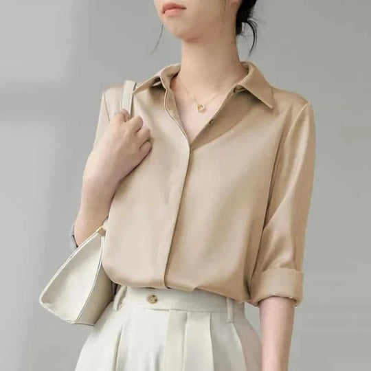 vintage satin button down shirt | oversized checkered blouse | lightweight satin shirt | energy saving