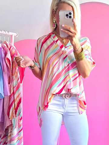 Color Blocking Half Sleeve Top