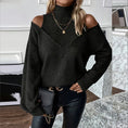 Women's Elegant Off-Shoulder Turtleneck Sweater, Solid Color Long Sleeve Knit Top For Autumn & Winter Meifu Market
