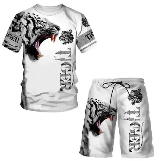 3D Printed Men's T-shirt Sports Suit - view 7 (material: polyester | pattern: solid, check | style: casual, retro |...