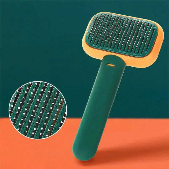 New Pet Cat Dog Hair Brush Hair Massage Comb Open-Knot Brush Grooming Cleaning Tool Stainless Steel Comb Green - scale com...