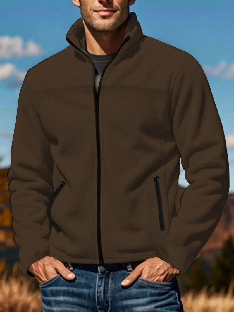 windproof polar fleece jacket | thermal insulated mens coat | outdoor hiking fleece | ultrasonic cleaning