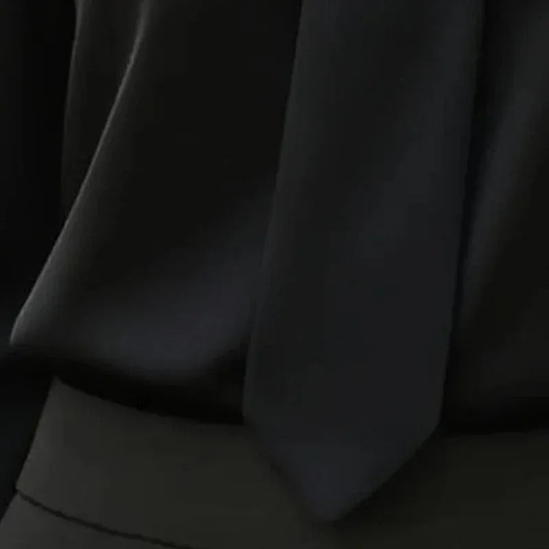 Women's Solid Color Long Sleeve Shirt With Tie And Lapel Collar, Casual & Elegant Blouse For Office And Formal Wear Meifu Market