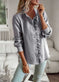 Striped Long Sleeve Shirt Fashion Ruffle Design Button Up Tops Casual Office Blouse Elegant Commuting Women's Clothing Meifu Market