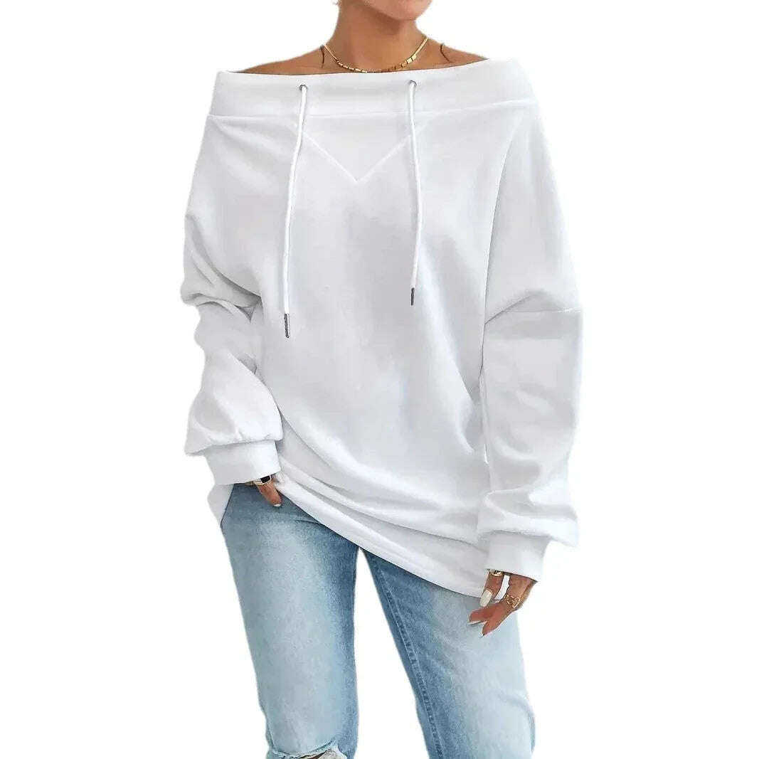 Women's Loose Casual Drawstring Off-the-shoulder Off-shoulder Top Meifu Market