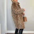 Women's Leopard Print Plush Jacket, Cozy Loose-Fit Warm Coat Elegant Medium-Length Fall Winter Outwear Meifu Market