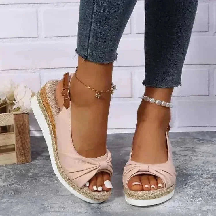 platform sandals for women | peep toe summer sandals | bow detail sandals | energy saving