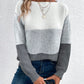 Pullover Knitted Sweater Fashion Round Neck Splicing Knitwear Loose Top Women's Clothing Meifu Market