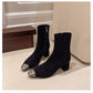 Fashion Elegant Square Head French Chunky Heel Boots Meifu Market