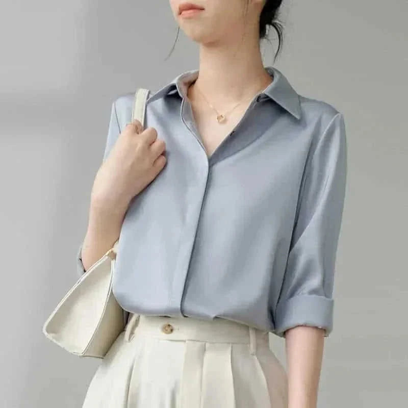 vintage satin button down shirt | oversized checkered blouse | lightweight satin shirt | ultrasonic cleaning