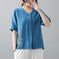 Women's Retro Linen Solid Color Short-sleeved T-shirt Meifu Market