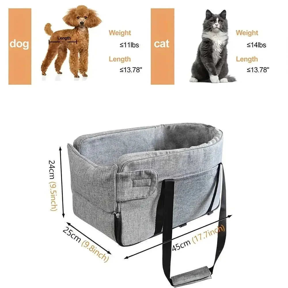 pet car seat with safety harness | waterproof dog car bed | portable pet carrier for cars | ultrasonic cleaning