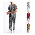 chrome-effect party suit | metallic disco blazer | shiny dance costume | energy saving
