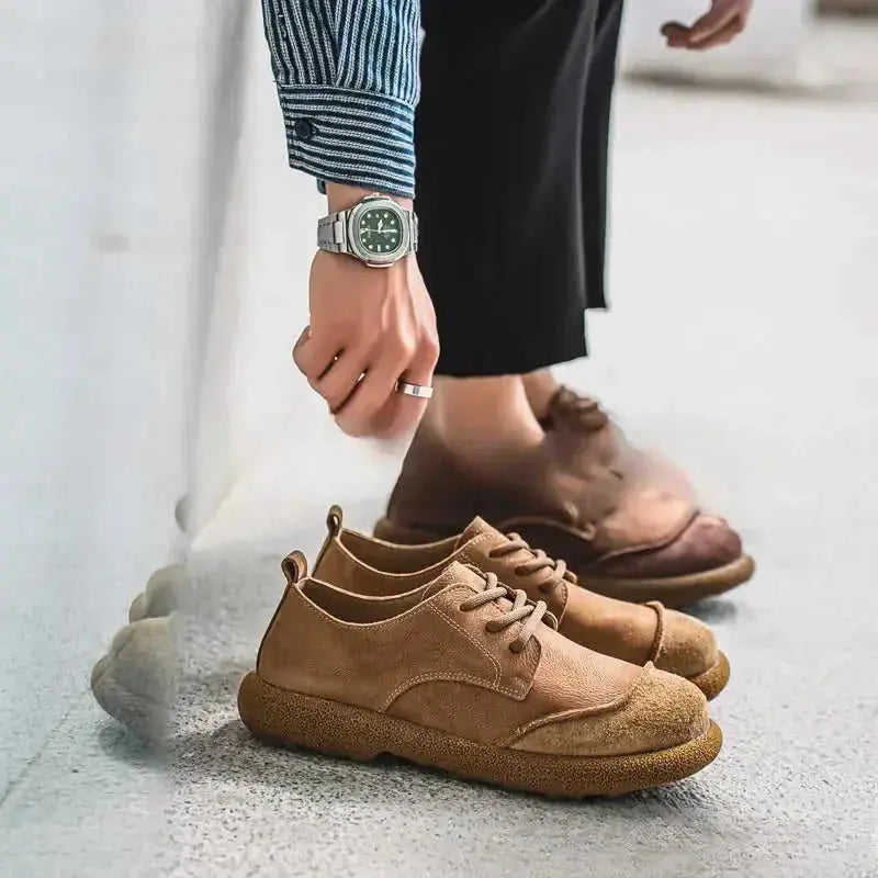 Casual Lace Up All Inclusive Birkenstock Men's Versatile Vintage Casual Leather Shoes - Meifu Market