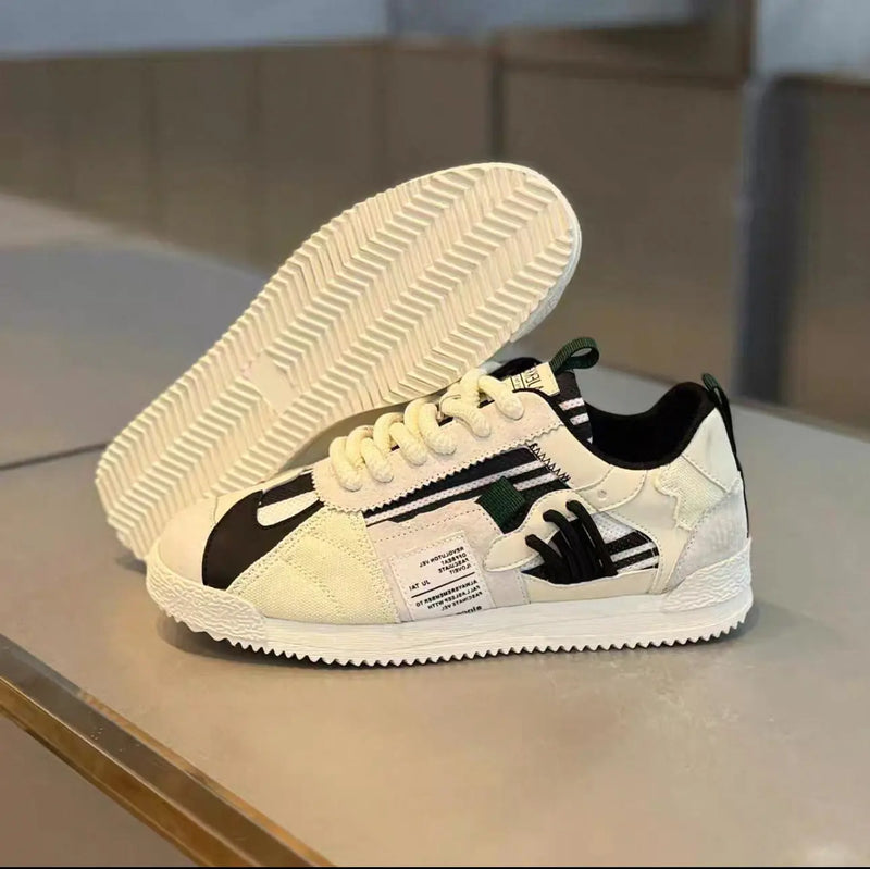 Fashion Soft Bottom Low-top Fabric Leather Stitching Breathable Personality Casual Shoes Meifu Market