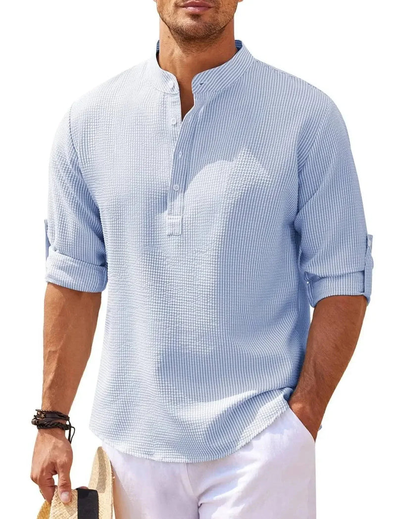 long sleeve casual shirt | cotton blend fabric | business casual wear | energy saving