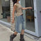 retro pleated denim shorts | wide leg denim shorts | straight cut denim shorts | ultrasonic cleaning