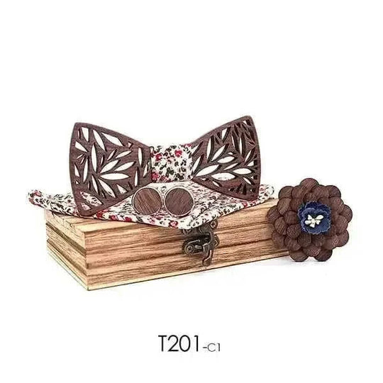 hollow carved wooden bow tie | plaid handkerchief set for men | novelty men ties gift set | ultrasonic cleaning