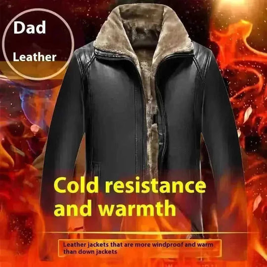 mens fur lined leather coat | genuine leather coat with velvet | heavy duty winter coat | ultrasonic cleaning