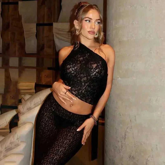 Ins Lace Backless Top Summer Solid Color Waistless Asymmetrical Sloped Neck Vest Streetwear Womens Clothes White - color v...