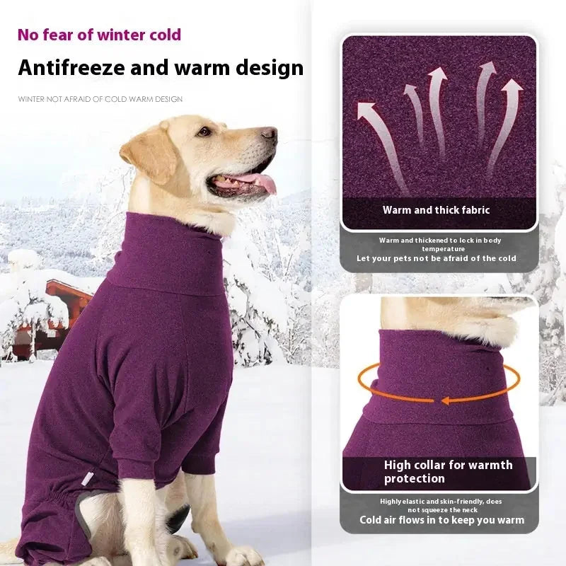 polar fleece dog sweater | high collar dog coat | cold weather dog clothing | energy saving