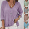 V-neck Long-sleeved T-shirt Fashion Solid Color Button Top Casual Loose Clothing For Women Meifu Market