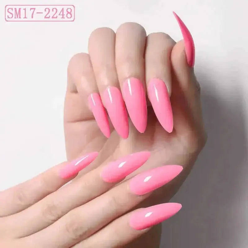 long-lasting gel material | extra long almond nails | salon-quality nail patches | ultrasonic cleaning