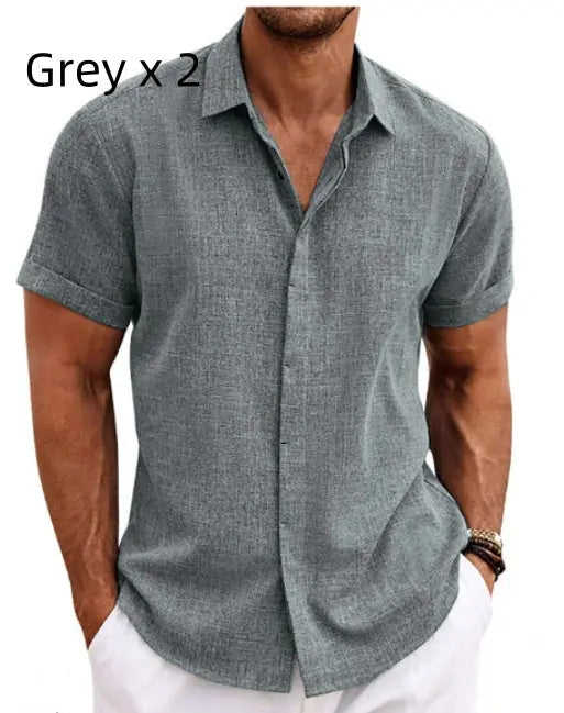 Men's Linen Short Sleeved T-shirt Loose Fitting 3XL - color variant display