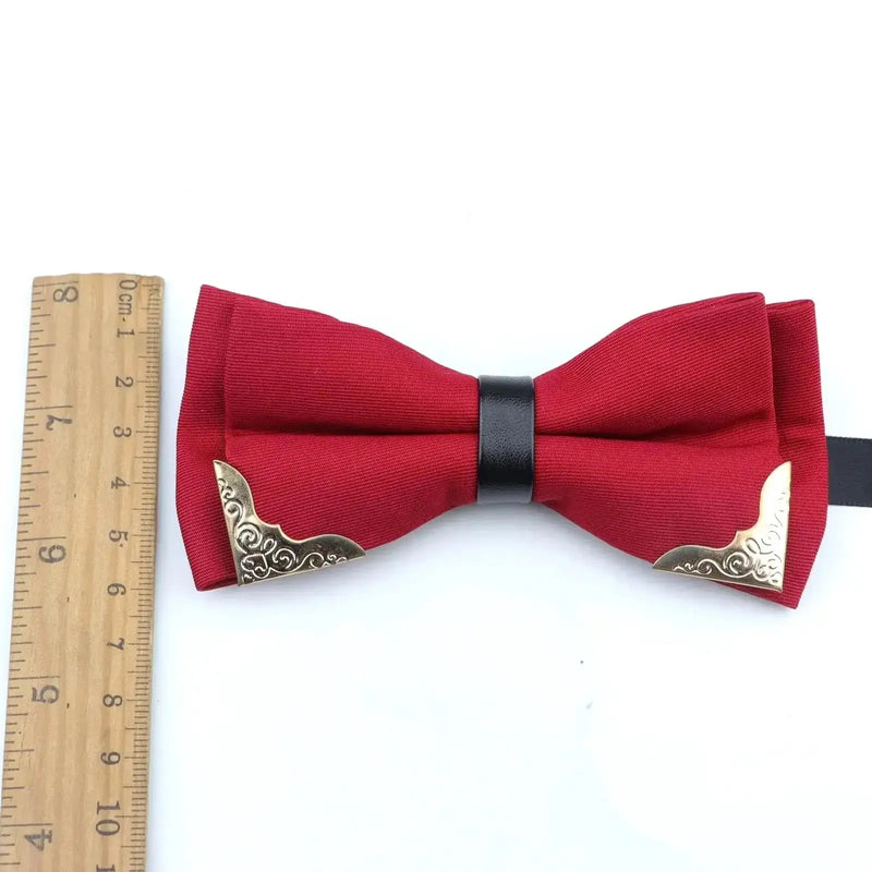 metal bow tie for men | double layer polyester bowtie | adjustable neck strap bow tie | energy saving