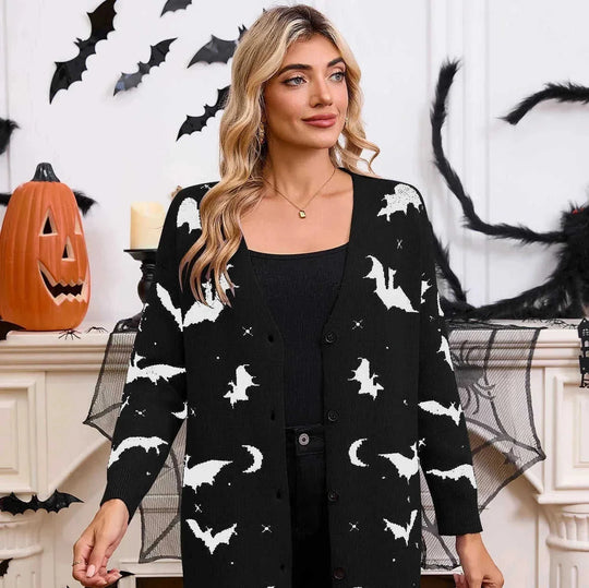 batwing sleeve sweater | oversized knit cardigan | jacquard knit coat | energy saving