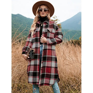 Coat Side Slit Lapel Loose Wool Meifu Market