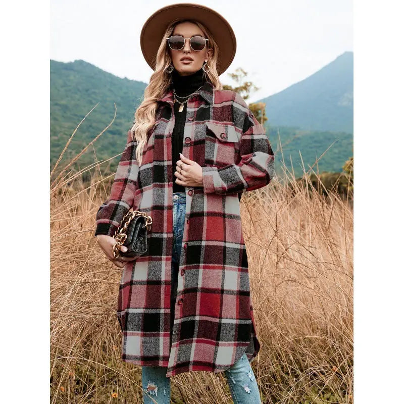 Coat Side Slit Lapel Loose Wool Meifu Market