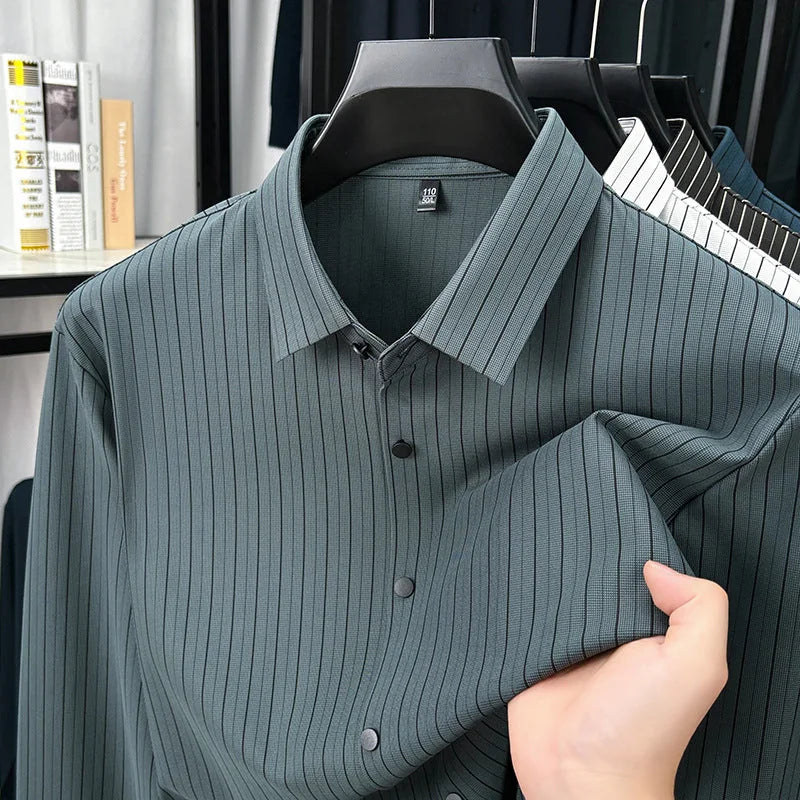 vertical striped shirt | mens long sleeve shirt | slim fit shirt | ultrasonic cleaning