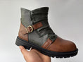 Square Heel High-top Men's Boots Large Size Winter Brown Stitching Solid Color Meifu Market
