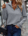 Zipper Stand Collar Pullover Sweatshirt Fashion Solid Striped Long Sleeve Top Spring And Autumn Women's Clothing Meifu Market