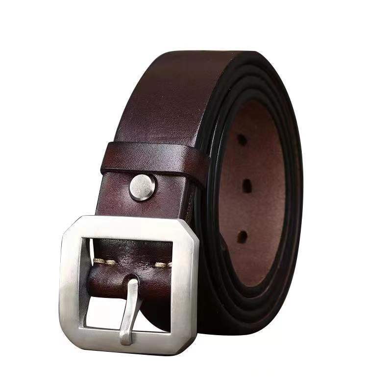 Thick Glossy Pure Cowhide Stainless Steel Belt meifu market