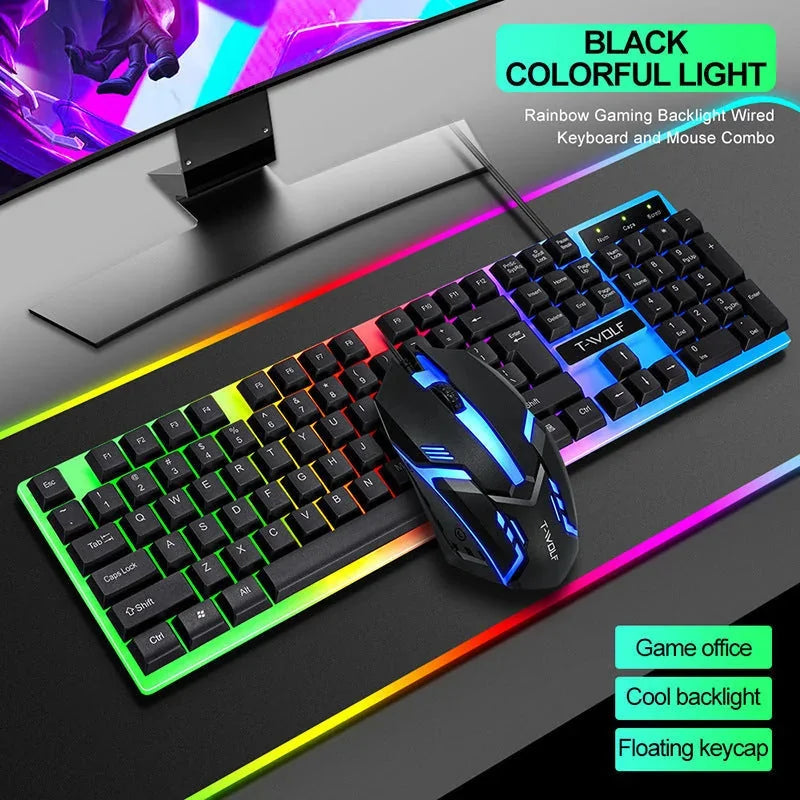 wired mechanical keyboard | rgb backlit gaming keyboard | ergonomic wrist rest keyboard | energy saving