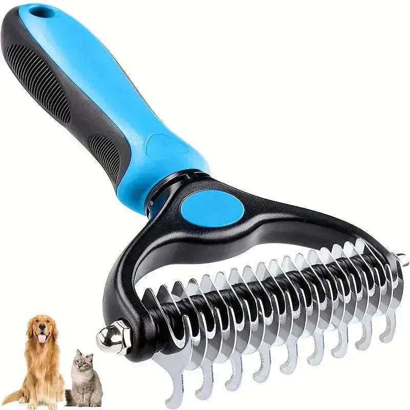 double-sided grooming brush | extra wide pet brush | deshedding tool for dogs | energy saving
