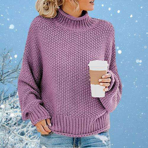 Solid Turtleneck Pullover Sweater Winter Fashion Casual Knitted Long-Sleeved Top Women's Clothing Meifu Market