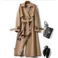 Women's Classic Trench Coat, Solid Color Long Sleeve Belted Mid-Length Jacket With Button Detail For Spring And Fall Meifu Market
