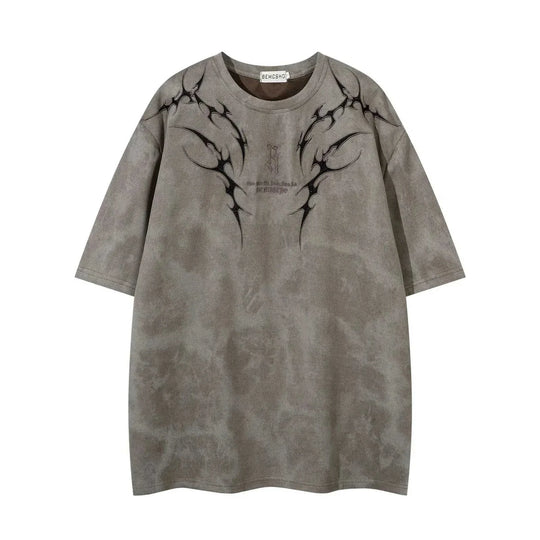retro thorn embroidery t-shirt | vintage american summer shirt | cotton blend short sleeve tee | energy saving