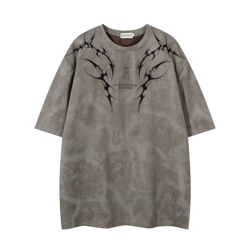 retro thorn embroidery t-shirt | vintage american summer shirt | cotton blend short sleeve tee | energy saving