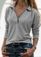 Fabric Lapel Zipper Casual Long Sleeve Women Meifu Market